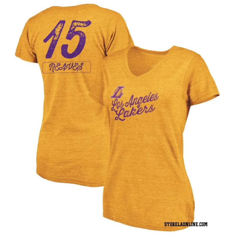 Gold Women's Austin Reaves Los Angeles Lakers Sideline V-Neck T-Shirt