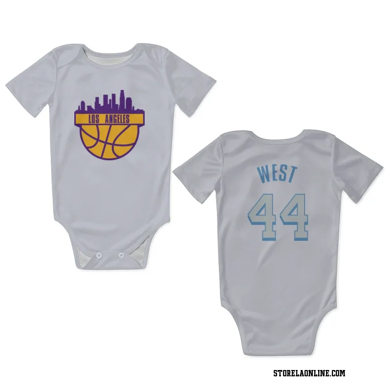 White Los Angeles Lakers  Jerry West  Newborn & Infant Bodysuit