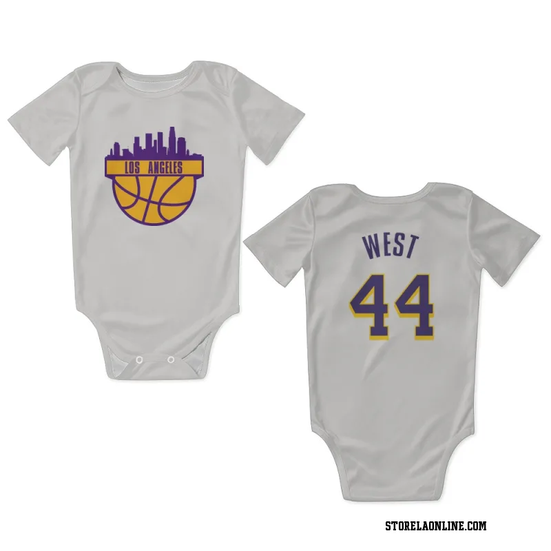 White Purple Los Angeles Lakers  Jerry West  Newborn & Infant Bodysuit